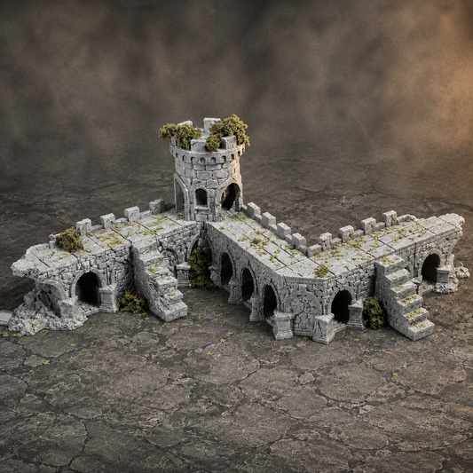 7-Module 3D Printed Ruined Stone Bridge Terrain Set for 28/32mm Tabletop Games