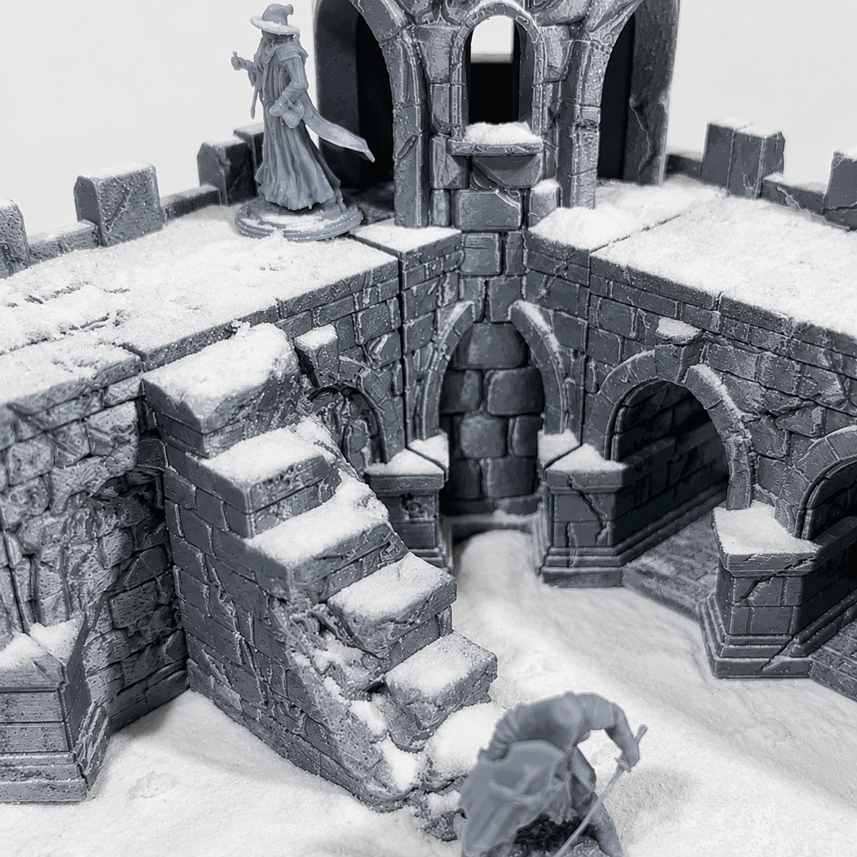 7-Module 3D Printed Ruined Stone Bridge Terrain Set for 28/32mm Tabletop Games