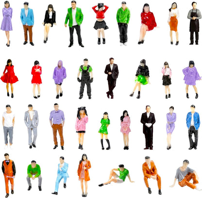 1:50 Scale Mini People Figurines - 33PCS Sitting & Standing Resin Figures