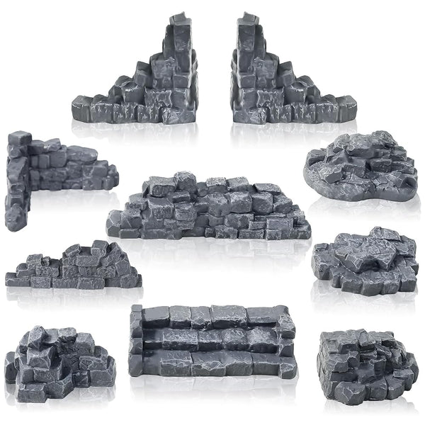 Ruins Scatter Terrain Set | Low Stone Walls for Wargaming, Dioramas & Tabletop Scenery