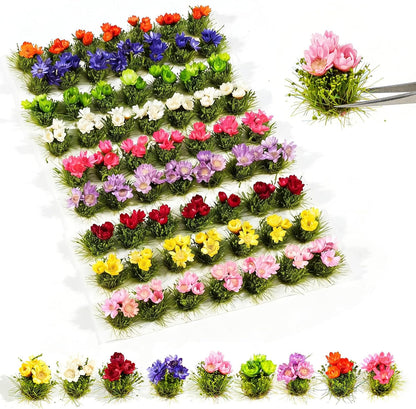 63 Pcs Colorful Flower Cluster Static Grass Tufts