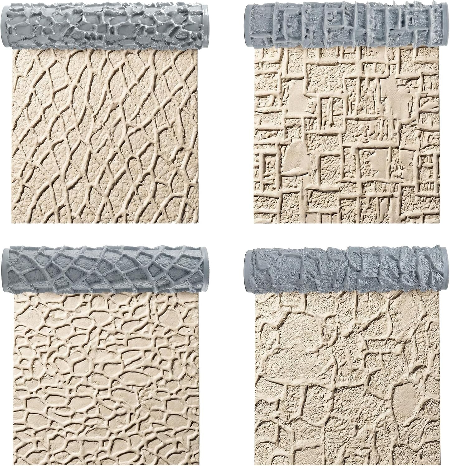 4 Pcs Terrain Texture Roller Set Polymer Clay Texture Roller