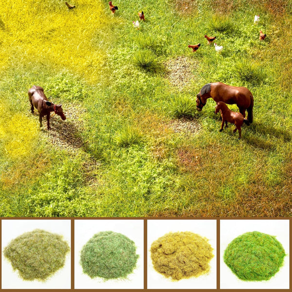 4 Pack Static Grass Flock (3mm) - Mixed Colors