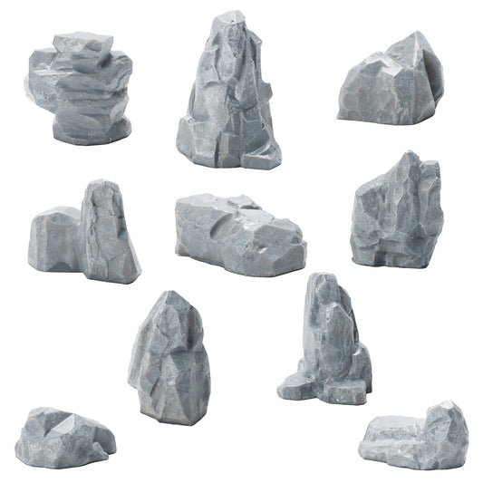 Warmtree 10pcs Miniature Fake Rocks (Grey) for Diorama, Railway & Sand Table Models