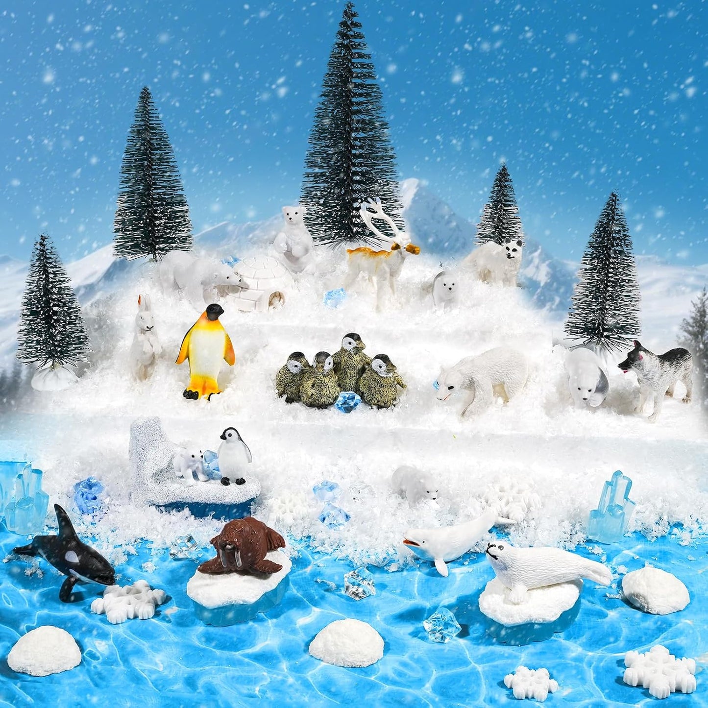 46 Pcs Arctic Animals Figurine Set