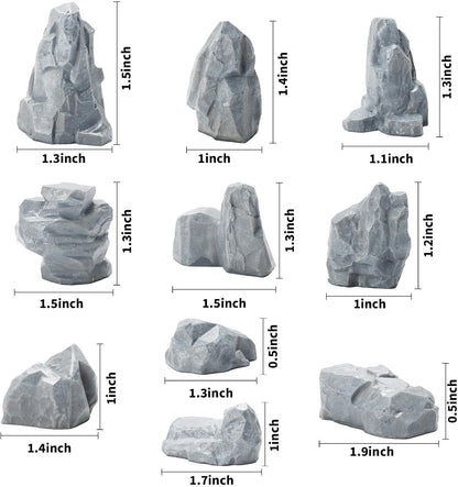 10 pcs Miniature Rocks - Grey