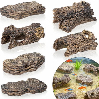 6 Pcs Resin Tree Stumps & Logs