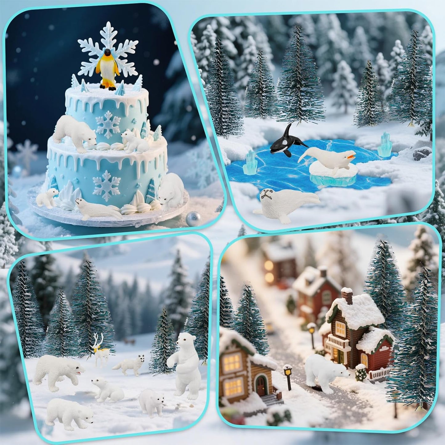 46 Pcs Arctic Animals Figurine Set