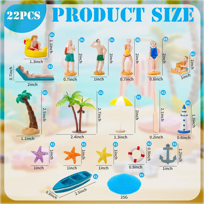 22PCS Beach Miniature Figurines | Ocean Diorama