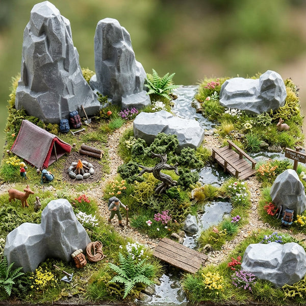 Warmtree 10pcs Miniature Fake Rocks (Grey) for Diorama, Railway & Sand Table Models