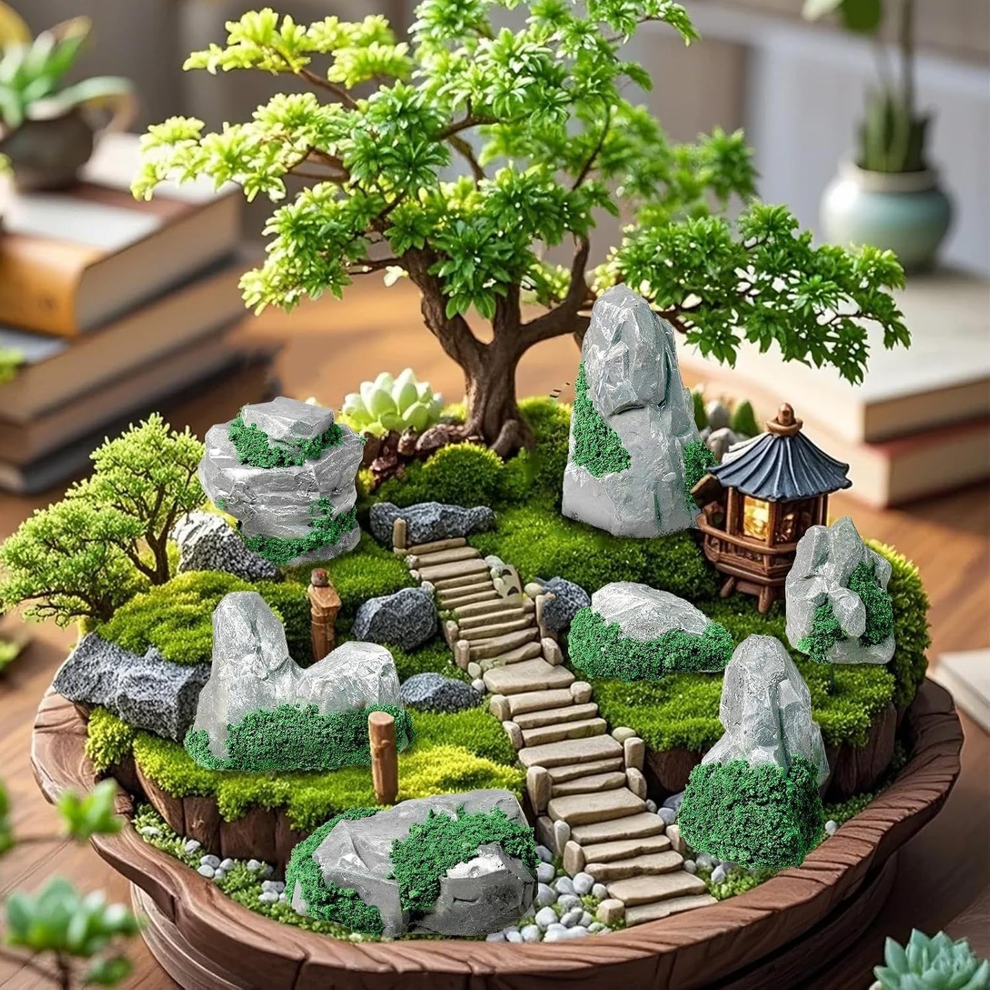 10 Pcs Stone Rock Statue - Green