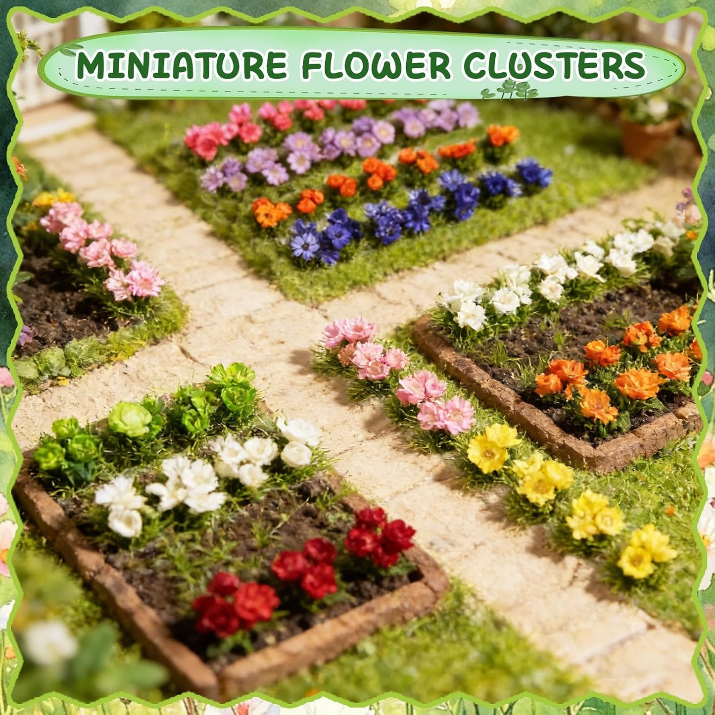 63 Pcs Colorful Flower Cluster Static Grass Tufts