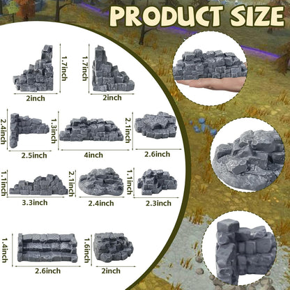 Miniature Stone Wall Ruins for Wargame Terrain