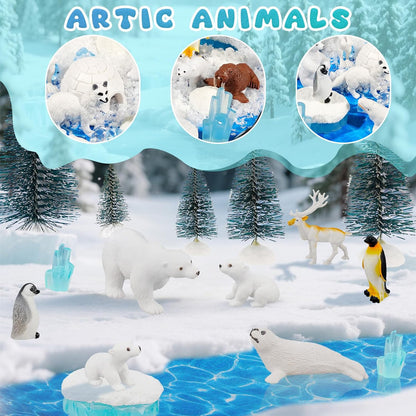 46 Pcs Arctic Animals Figurine Set