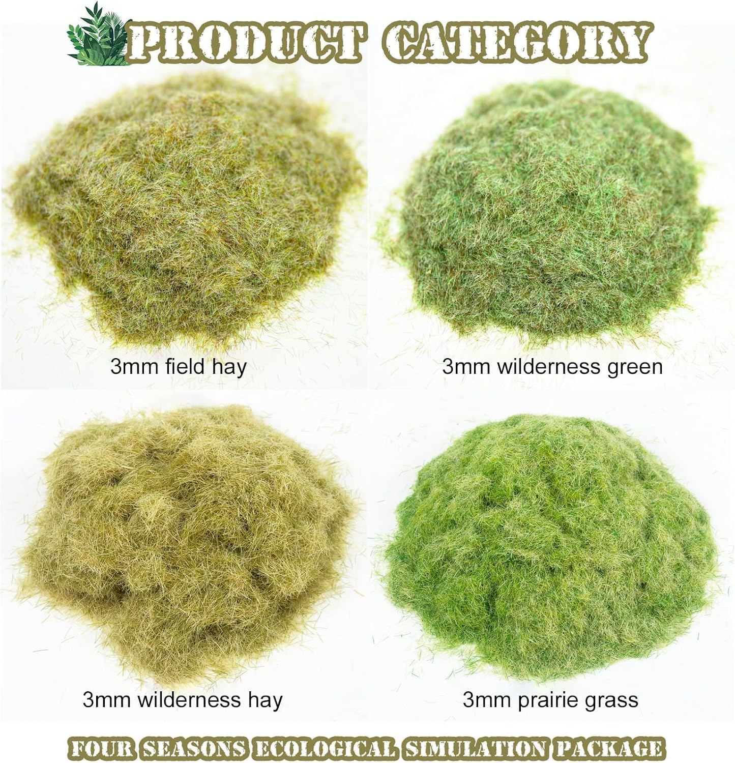 4 Pack Static Grass Flock (3mm) - Mixed Colors