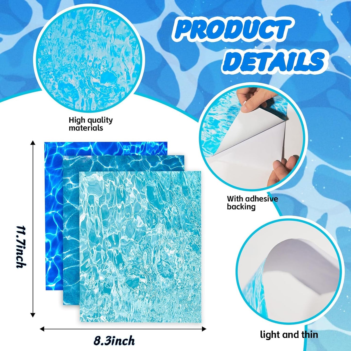 6PCS Ripple Water Stickers - Pearlescent Self-Adhesive Stream Sheets
