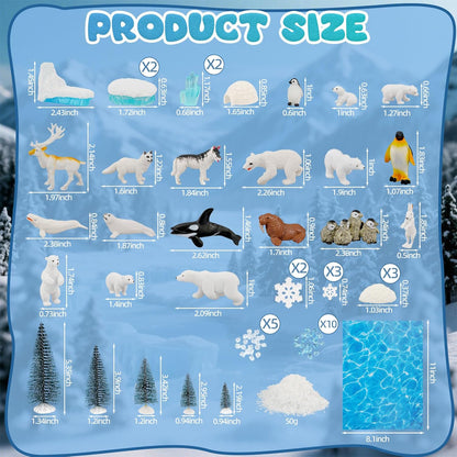 46 Pcs Arctic Animals Figurine Set