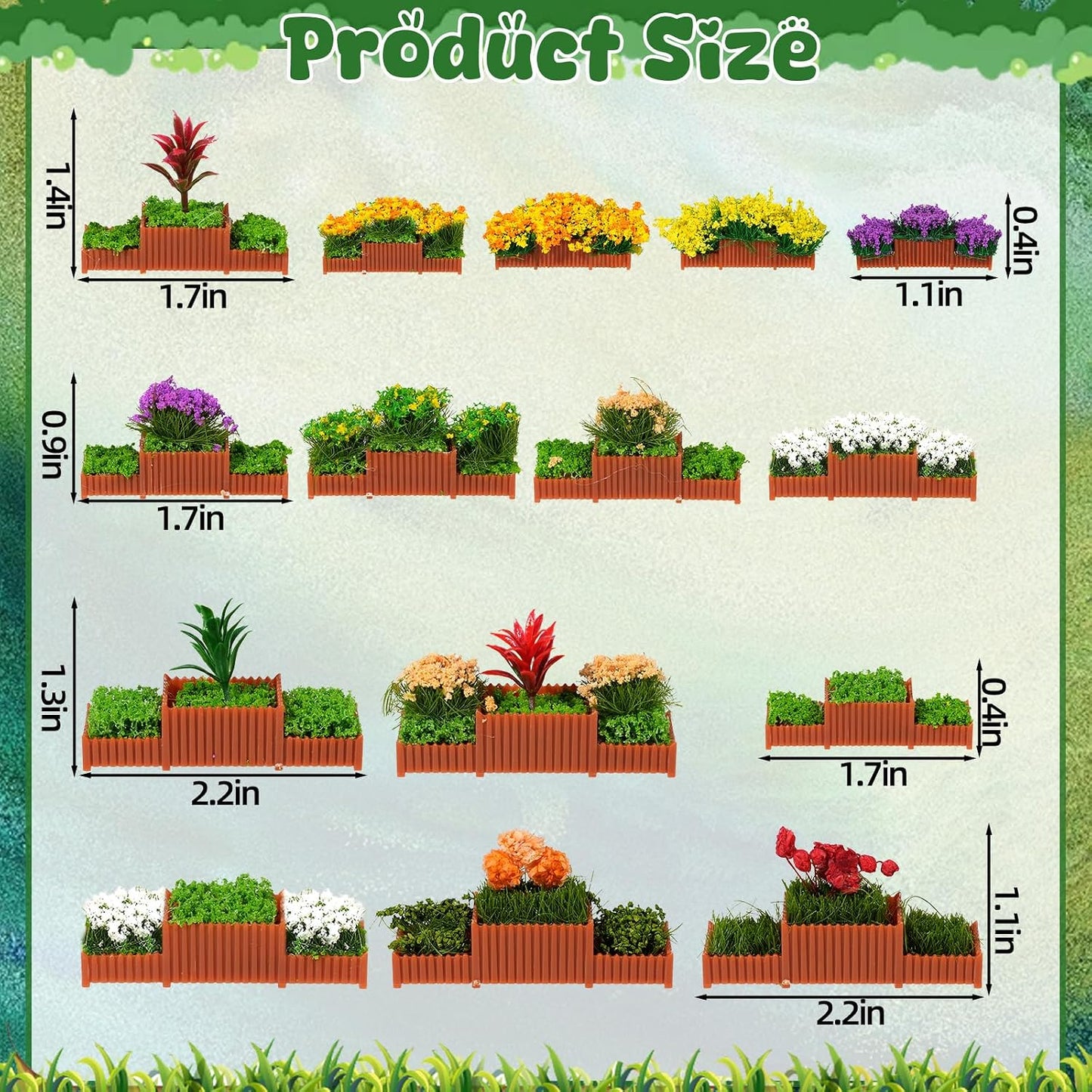 15 Pcs Mixed-Color Miniature Flower Beds for Model Scenery