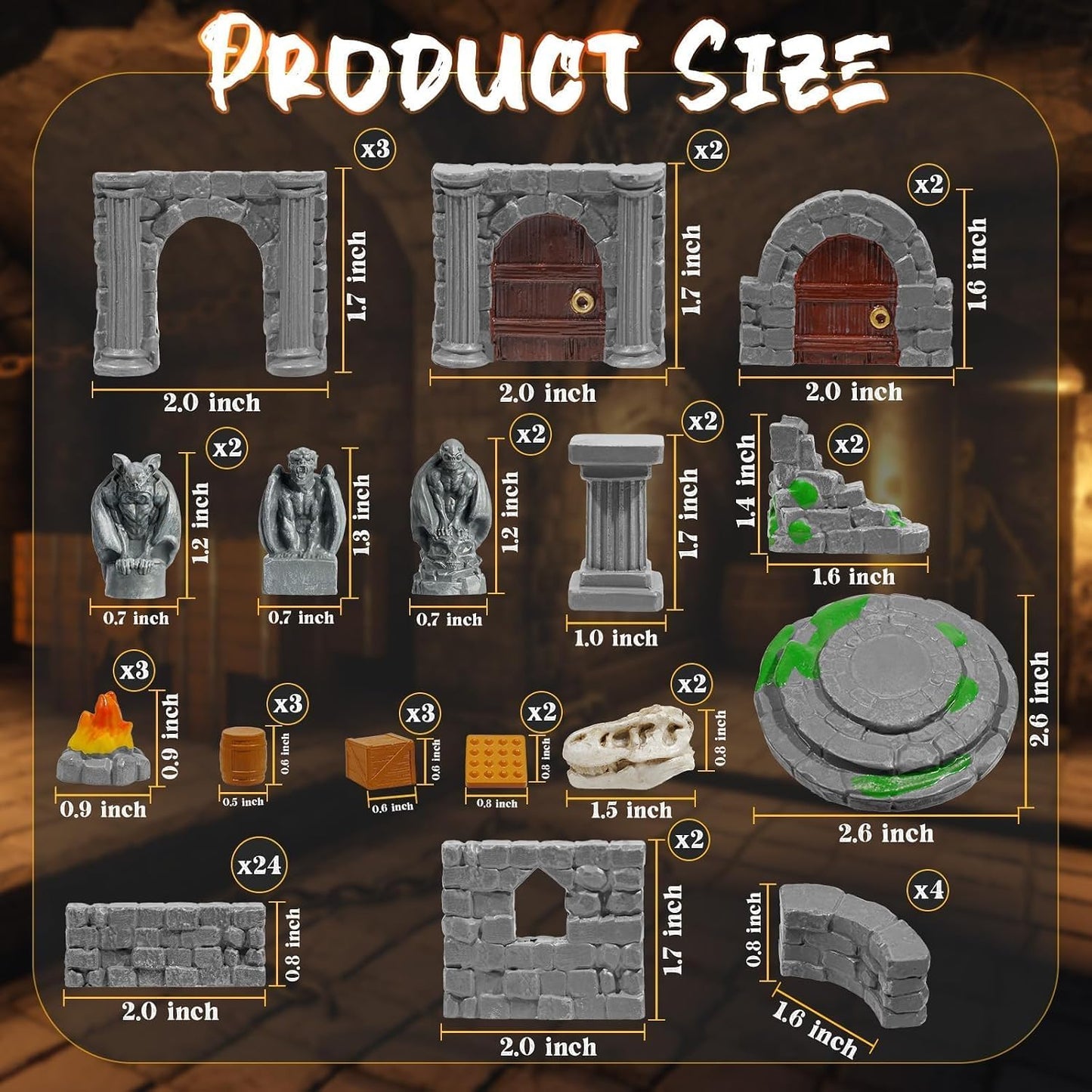 28mm Resin Dungeon Walls - Modular Terrain Set