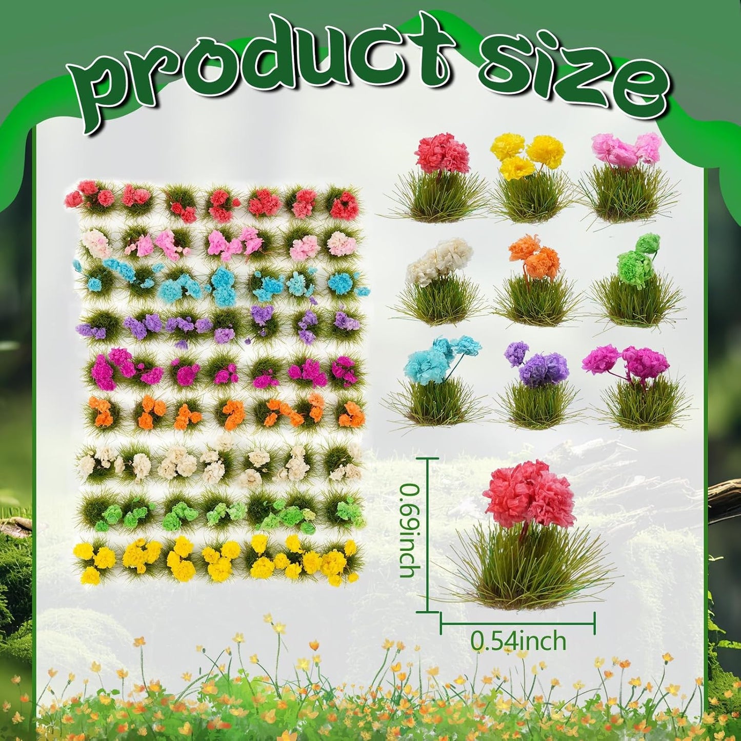 63 Pcs Flower Tufts - Static Grass Cluster