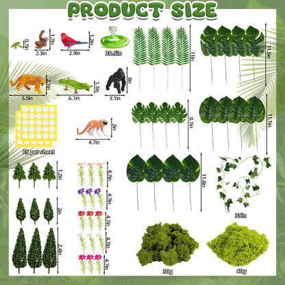57 Pcs Rainforest Diorama Kit – Jungle Animals & Trees Set