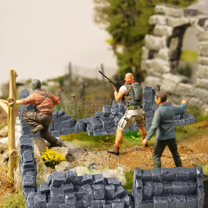 Miniature Stone Wall Ruins for Wargame Terrain