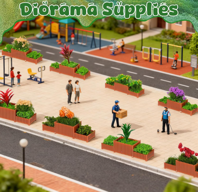 15 Pcs Mixed-Color Miniature Flower Beds for Model Scenery